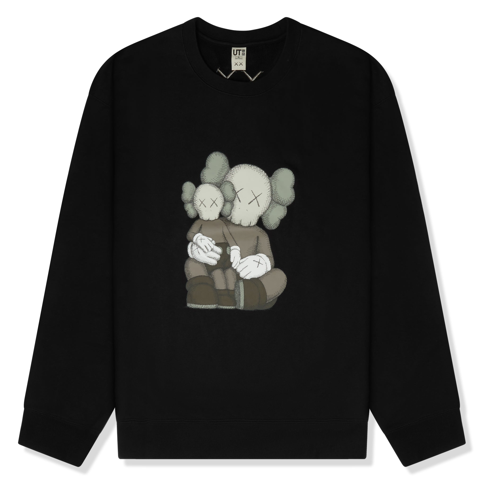 Front view of Kaws x Uniqlo UT Graphic Black Sweatshirt 467773